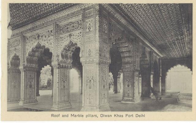 An Angular View of the Roof and Magnificent Marble Pillars of the Diwan-i-Khas in Red Fort, Delhi