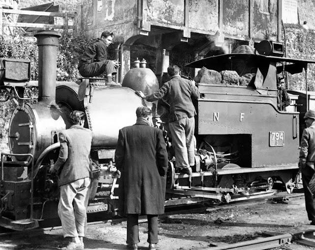 A steam locomotive on the narrow gauge mountain railway which runs between Darjeeling and Siliguri - c1950's