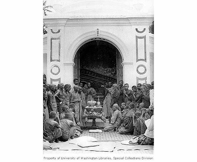 Buddhist monks Worshipping - India, ca. 1921