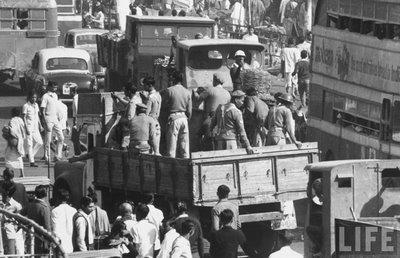 Busy street in Calcutta (Kolkata) - December 1970