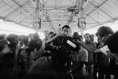 Director Satyajit Ray on the Set of !Sonar Kella! (The Golden Fortress) in 1974