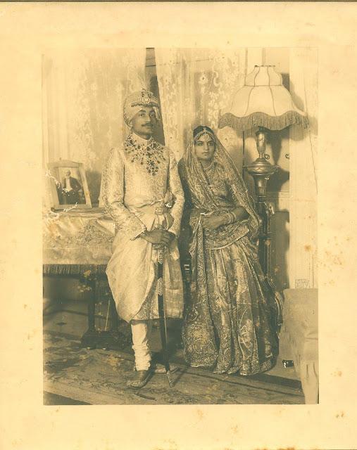 Indian Upper Class Couple Posing for a Studio Portrait - 1920's