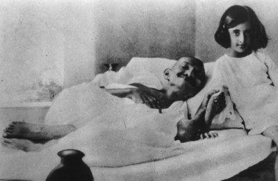 Indira with Mahatma Gandhi