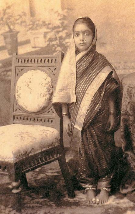 Little Indian Girl in Sari - Undated Vintage Photograph