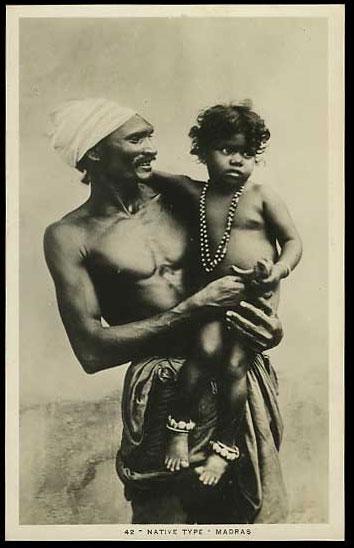 Native Man with a Girl Child - Madras (Chennai)