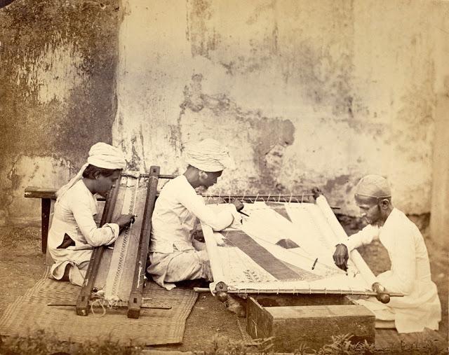Photograph of Gold Embroiderers in India - 1873