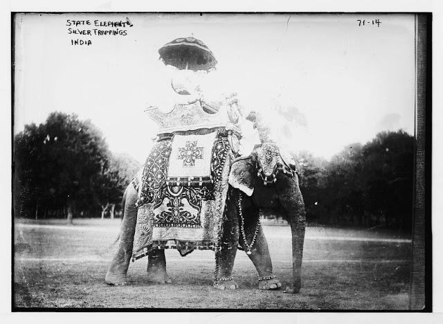 State elephant adorned with silver trappings