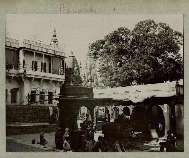 Statue of a Bull in front of a Temple - Benares (Varanasi) 1890's