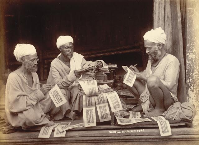 Three Hindu Priests Writing Religious Texts in the Jammu and Kashmir - 1895