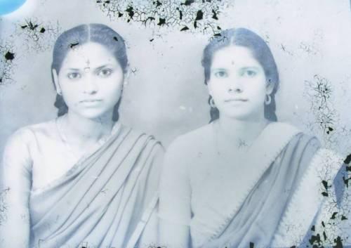 Two Beautiful Woman in Sari - Glass Negative India 1930's