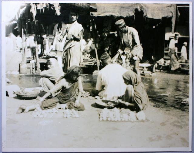 Vintage Photograph Of Traders and Buyers in a Dehli Market